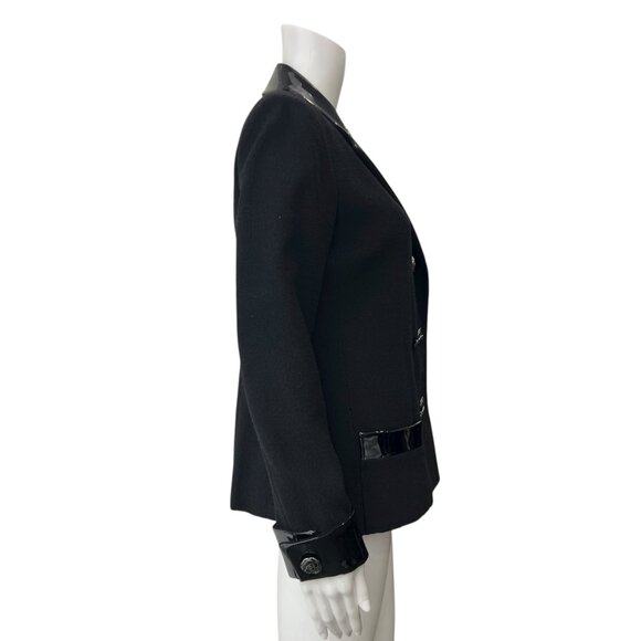 $5700 CHANEL 2015 Black Multi Wool Patent Blazer Jacket size FR 40/8 - Picture 4 of 13